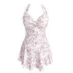 Women Korean Sexy One Piece Swimsuit Tummy Control Slimming High Waisted Bathing Suit Hot Spring Beachwear Elegant Swimsuit