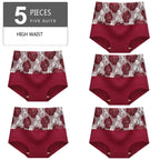 5Pcs Women Panties High Waist Body Shaper Underwear Print Girls Briefs Soft Sexy Underpants Breathable Cotton Female Lingerie