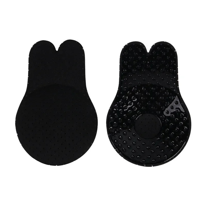 Women Push Up Bras Self Adhesive Silicone Strapless Invisible Bra Reusable Sticky Breast Lift Tape Rabbit Nipple Cover Bra Pads