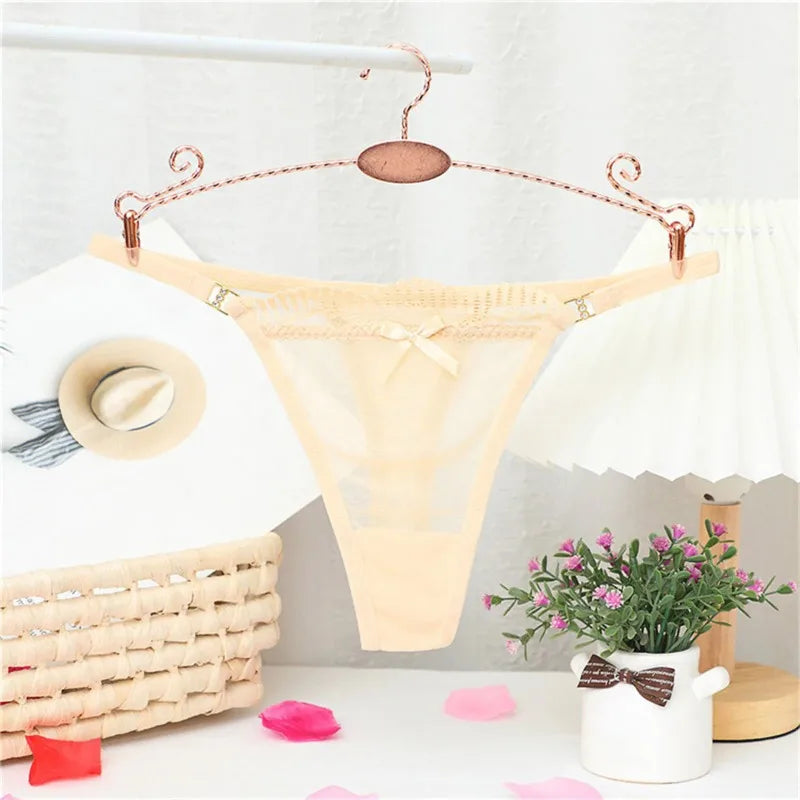 2024 New Women Sexy Panties Mesh Sheer Thongs T Pants Seamless Underwear T-Back Briefs Low Waist See Through G Strings