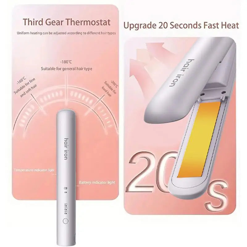 Mini Hair Straightener Flat Iron Ceramic Curling Short Hair Portable