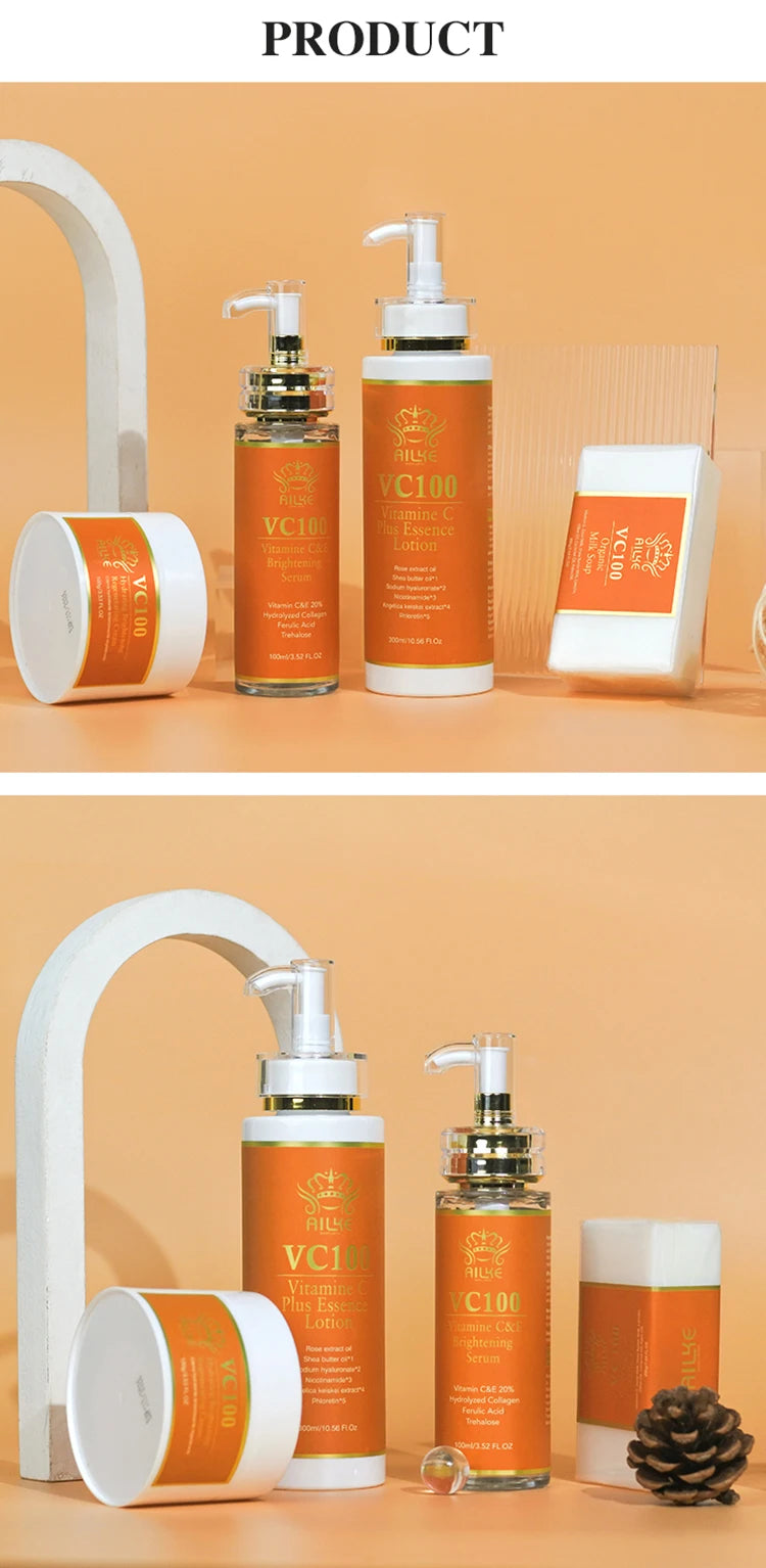 AILKE Vitamin C Whitening Kit For Women, Even Skin Tone, Clean Skin, Moisturizing, Anti Wrinkle & Aging, Glow Skin Set