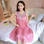 YINSILAIBEI Large Sexy Night Dress Ice Silk Satin Sleepwear Female Nightgown Women Sleeping Dresses Plus Size Night Shirts