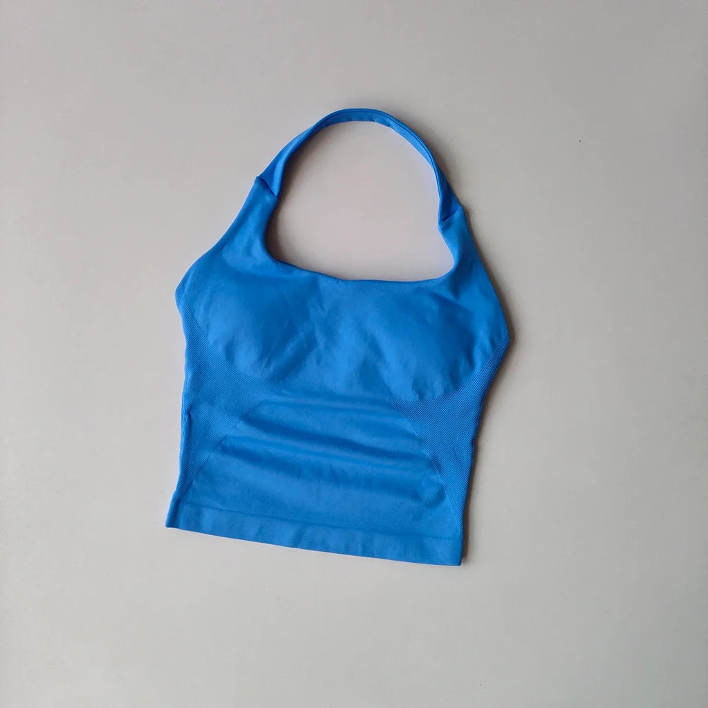 Women's Backless Hanging Necks Fitness Bra Workout Tops Yoga Crop Sports Vest Sexy Gym Fitness Tank Top for Athletic Women