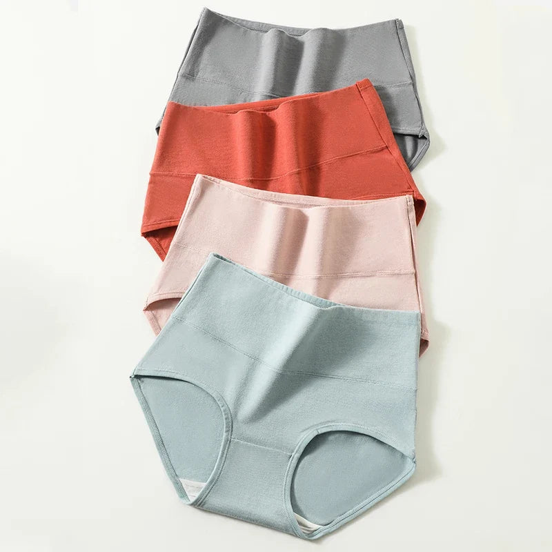4PCS High Waist Women's Panties Body Shaper Underwear Breathable Cotton Underpants  Plus Size M-5XL Panty Slimming Female Briefs