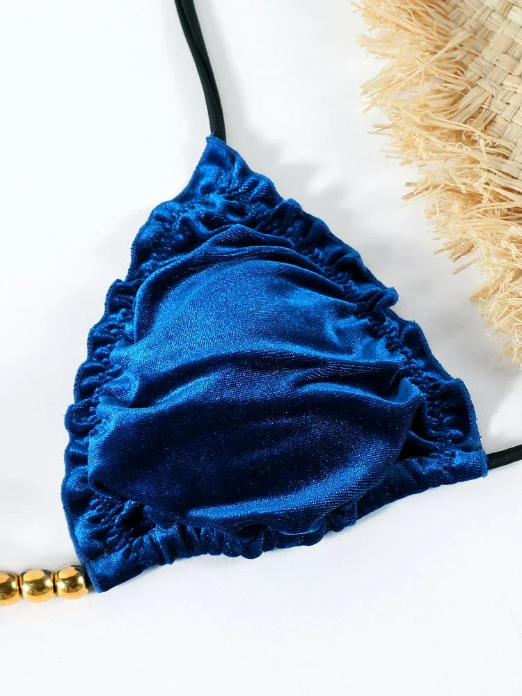 Triangle Lace Bikinis Sexy Swimsuit Women Low Waist Bikini Sets Push Up Swimwear Mujer Beachwear Two Pieces Suit Solid Biquini