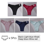 5Pcs/Set Women Cotton Brazilian Panties V Waist Female Underwear Comfortable Underwear Low Rise T-Back Bikini Girls Lingerie New
