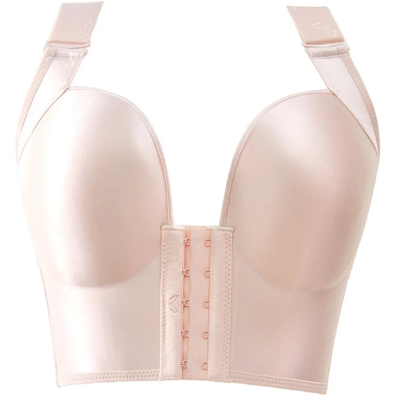 Front Close Push Up Bra for Women Wirefree Deep Cup Brassiere Hides Back Fat Full Back Coverage Bras Plus Size Lingeire