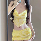 women Sexy 3pcs Bikini Set Slimming Wrap Skirt Beach Resort Hot Spring Swimsuit Cover Up Swimwear for Vacation Thermal Spa