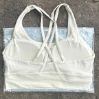 Solid Color Women Cross Back  Bra Fitness Underwear Soft Fitness Sport Bra Top Gym Yoga Athletic Workout With Chest Pad