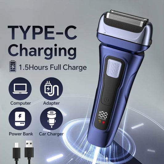 Electric Razor for Men Wet & Dry Foil Shaver with 3-Blade & Edge