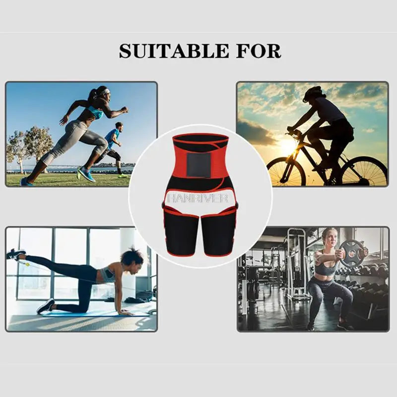 3 in 1 waist and thigh trimmer Double Compression Belt Leg Support Sweat Sauna Effect Neoprene Waist Trainer Butt Lifter Workout