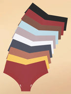 10pcs Hot Sale Women's Panties Seamless Underwear Ultra-thin Solid Briefs Female V-Waist 10 Colors panty Silk Lingerie