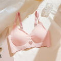 Sexy Push Up Bras For Women Love Heart Pattern Brassiere Deep V Neck Cute Underwear Female Seamless Wireless Soft Lingerie