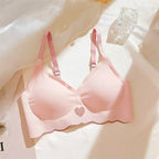 Sexy Push Up Bras For Women Love Heart Pattern Brassiere Deep V Neck Cute Underwear Female Seamless Wireless Soft Lingerie
