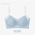 Ultra Thin Ice Silk Seamless Underwear Women Plus Size Sexy Top Soft Breathable Wireless Solid Lingerie Gathered Padded Bra