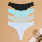 4pcs Seamless Knitting Underwear Women Ultra-Soft Panties Sexy Breathable Solid Thongs Female Low Waist Stretchy G-String T-Back