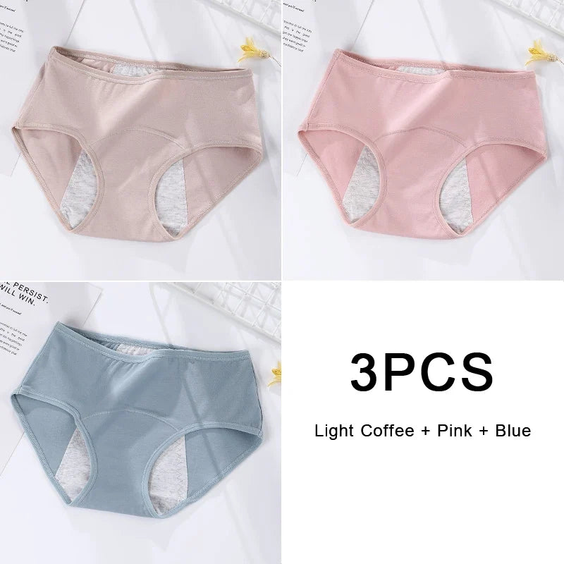 3PCS/set Women's menstrual briefs large flow postpartum water absorption leakproof briefs women's pure cotton menstrual briefs