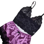 2 Pieces Pajamas Set for Women Sleepwear Sexy Lingerie Lace Silk Crop Tops and Shorts Sets Casual Nightwear Pijamas