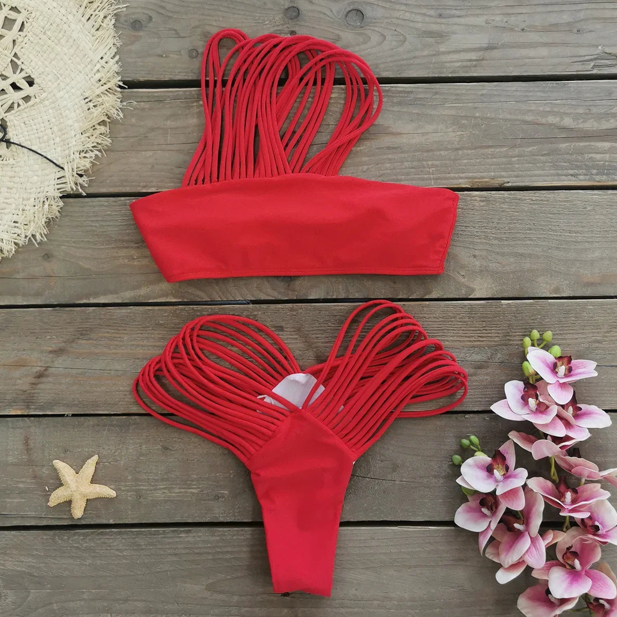Sexy Strappy Micro Bikini Set for Women, Two Piece Swimsuit, High Cut Swimwear, Brazilian Beachwear, Bathing Suit, 2024