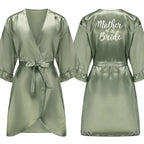 Grass Green Bride Satin-Silk Robe Women Bridal Party Sister Team Mother Shower Gift Bridesmaid Wedding Short Robes with Ruffle