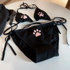 Japan Style Lace Up Lolita Women's Underwear Set Cotton Breathable Kawaii Cat Claw Cute Bra Set Cosplay Cartoon Bra Set Lingerie