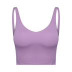 SHINBENE Women's V-neck Slimming Fitness Long-sleeve Padded Short-sleeve Sports Bra Yoga Bra Classic Athletic Tank Top