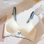 Sexy Push Up Bras For Women Love Heart Pattern Brassiere Deep V Neck Cute Underwear Female Seamless Wireless Soft Lingerie