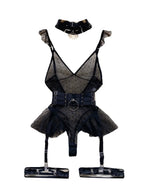 ssTss Ins trendy Girl Sexy Mesh Bottom Strap V-neck one-piece Top bodysuit women's Slimming Waist Ruffle Hemp Vest Jumpsuit
