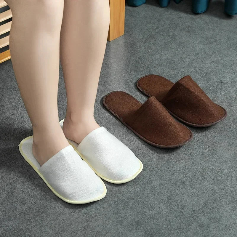 Soft Disposable Guest Slippers – 5 or 10 Pair Set