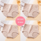 Plus Size M-5XL 4Pcs/Set High Waist Cotton Panties Women Body Shaper Underwear Soft Print Girls Briefs Slimming Female Lingerie