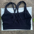 Solid Color Women Cross Back  Bra Fitness Underwear Soft Fitness Sport Bra Top Gym Yoga Athletic Workout With Chest Pad