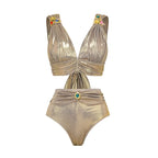 2025 New Swimsuit High-End Design 2/3Pcs Floral Print Ruffle Slimming Holiday Sexy Hot Spring One Piece Swimsuit for Women