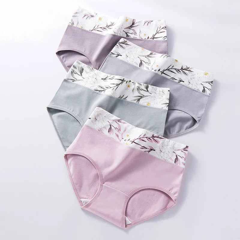 4PCS High Waist Women's Panties Body Shaper Underwear Breathable Cotton Underpants  Plus Size M-5XL Panty Slimming Female Briefs
