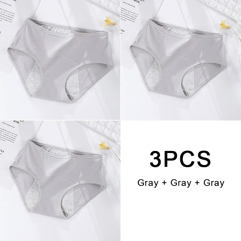 3PCS/set Women's menstrual briefs large flow postpartum water absorption leakproof briefs women's pure cotton menstrual briefs