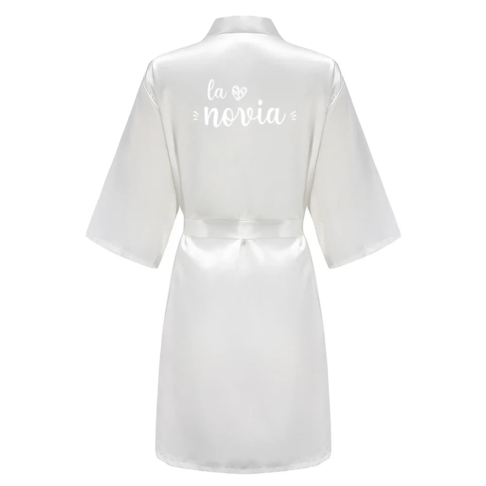 Sage Green Bridal Satin Robe Women Spanish Wedding Robe Novia Kimono Bride Party Bridesmaid Robes