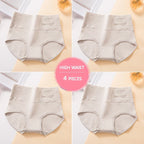 Plus Size M-5XL 4Pcs/Set High Waist Cotton Panties Women Body Shaper Underwear Soft Print Girls Briefs Slimming Female Lingerie