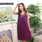 YINSILAIBEI Large Sexy Night Dress Ice Silk Satin Sleepwear Female Nightgown Women Sleeping Dresses Plus Size Night Shirts