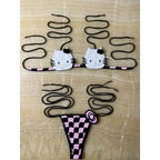 Sanrio Cute Bikini Set Crochet Girls Swimsuit Hello Kitty Sexy Bathing Suit Kwaii Women Swim Suit Bandage Micro Bikinis Swimwear