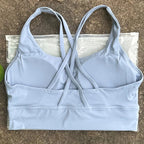 Solid Color Women Cross Back  Bra Fitness Underwear Soft Fitness Sport Bra Top Gym Yoga Athletic Workout With Chest Pad