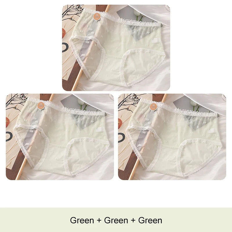 3PCS Lifter Women Fashion Female Panties Mesh Thin Plus Size Panties Lingerie Sexy Underware Woman Underwear Briefs Seamless