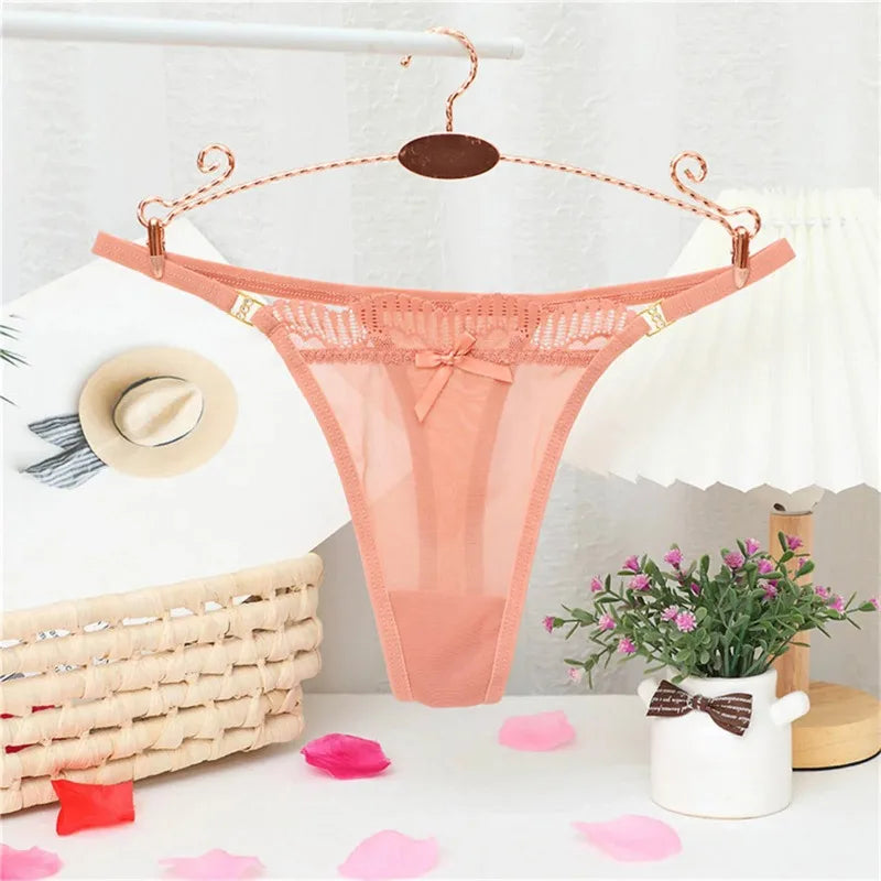 2024 New Women Sexy Panties Mesh Sheer Thongs T Pants Seamless Underwear T-Back Briefs Low Waist See Through G Strings