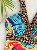 Vigoashely 2026 Sexy Print Strapped Swimwear Women Push UP One Piece Swimsuit Monokini Backless Hollow Summer Bathing Suit