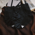 Women Luxury Lace Exquisite Sexy Mesh Transparent Satin Panties Elasticity Breathable Middle Waist Underwear Embroidery Breifs
