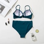 Z-LAI New High Waist Bikini 2024 Women's Sexy Swimsuit Halter Bikini Set  Solid String Bathing Suit  Push Up Swimwear Bodysuit