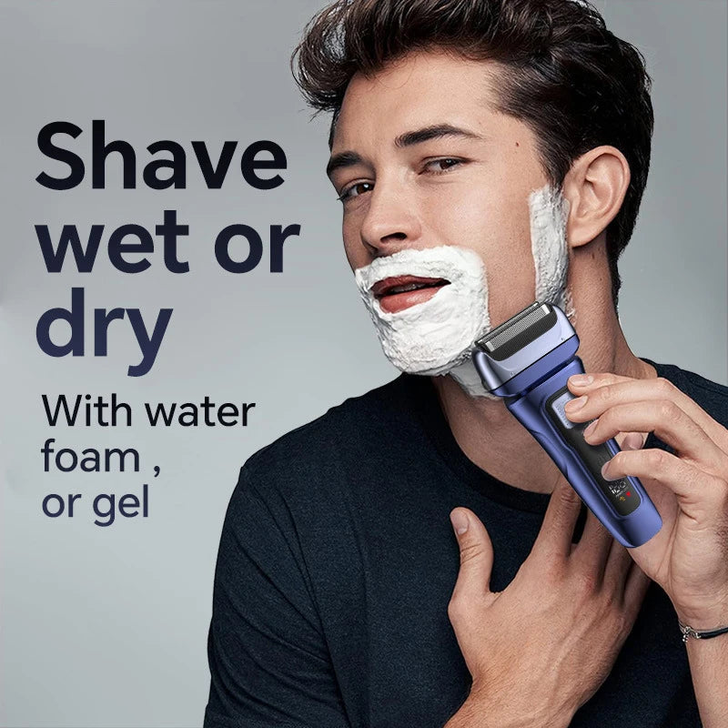 Electric Razor for Men Wet & Dry Foil Shaver with 3-Blade & Edge