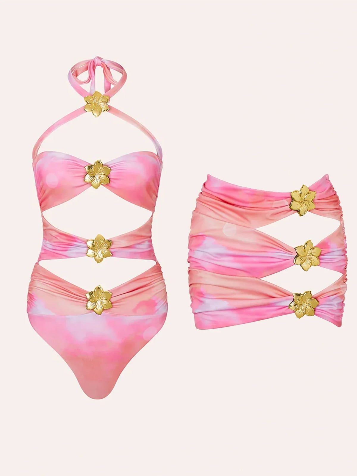 2024 High Quality One Piece Swimsuit Floral Ruffle Printed Push Up Women Bikini Set Swimwear Slimming Bathing Suit Beach Wear