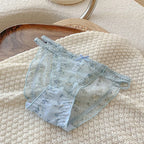 Women's panties  Cross waistband Hipsters Low Rise Lace Strappy Panties Transparent Mesh Floral Pattern Sweet Bowknot sexy femal