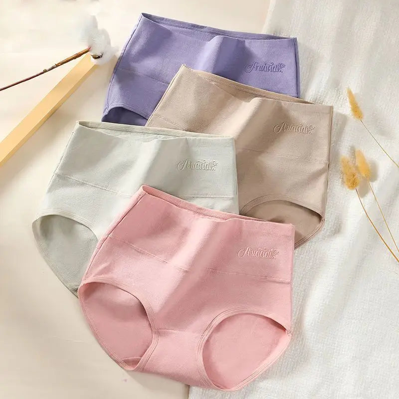4PCS High Waist Women's Panties Body Shaper Underwear Breathable Cotton Underpants  Plus Size M-5XL Panty Slimming Female Briefs