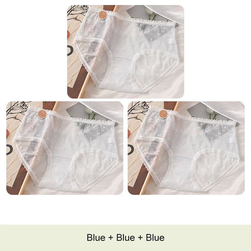 3PCS Lifter Women Fashion Female Panties Mesh Thin Plus Size Panties Lingerie Sexy Underware Woman Underwear Briefs Seamless